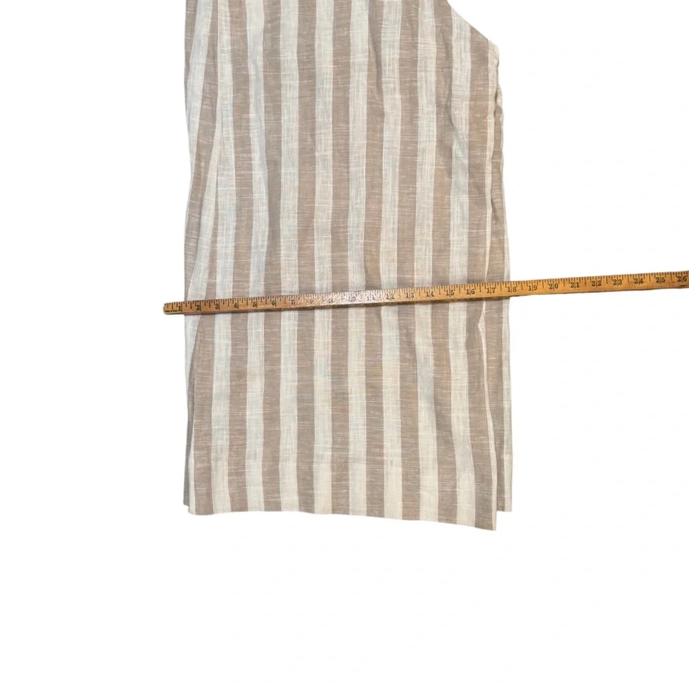 H&M Wide Leg Pants Size 12 Linen Blend NWOT Beige Stripe High Rise